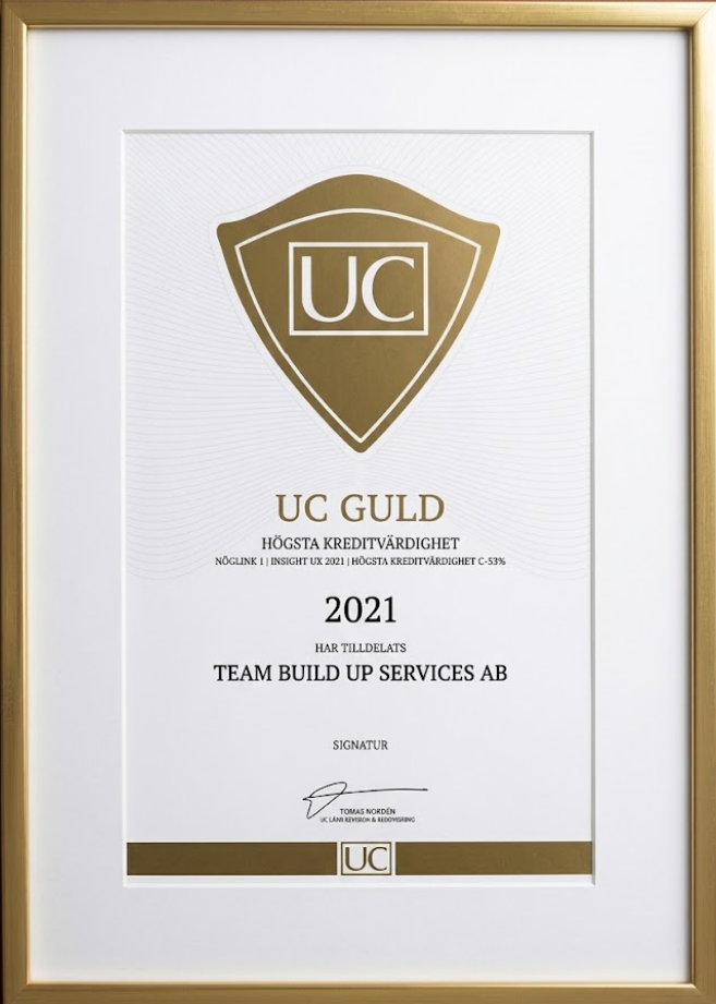 UC Guld 2021 Certifikat